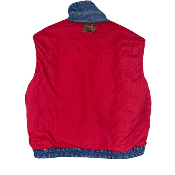 Vintage Pendleton Originals Size Large Wool Flannel Denim Vest Red Plaid - Picture 7 of 9